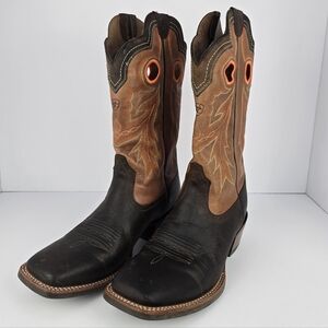 Ariat Wildstock Mens Cowboy Boots Square Toe Leather Size 13D Brown Black